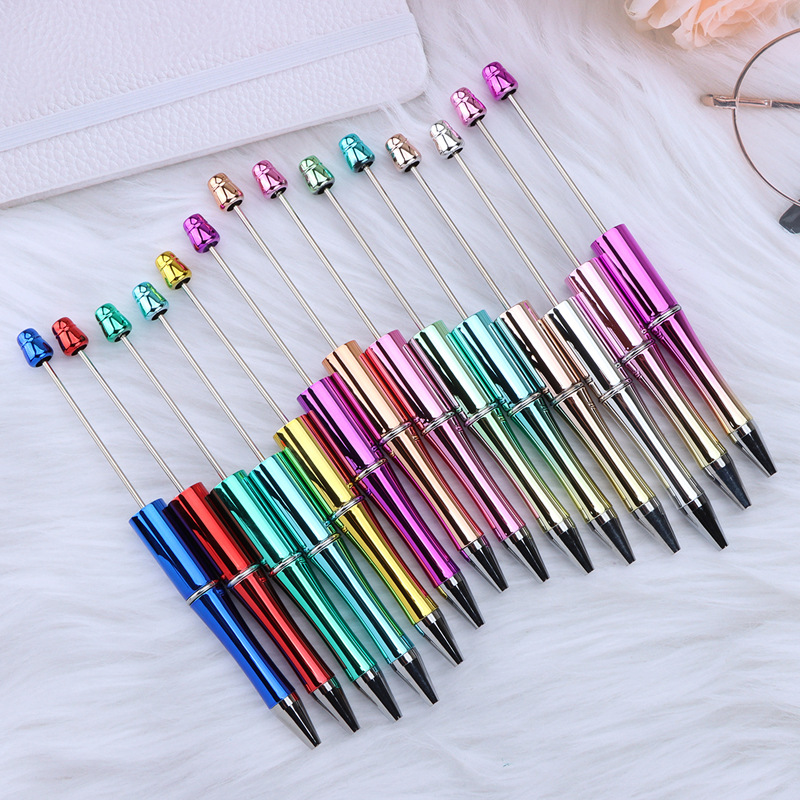 Wholesale Diy Beaded Pens New Shiny Colors School Office Writing Supplies Stationery Wedding Gift Plastic Ballpoint Beaded Pen