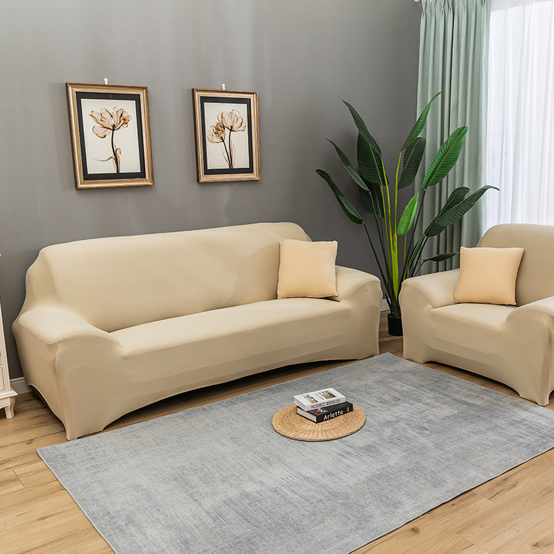 Elastic Sofa Cover Solid Color Stretch Fabric Fitted Sofa Protector stretchable for Living Room