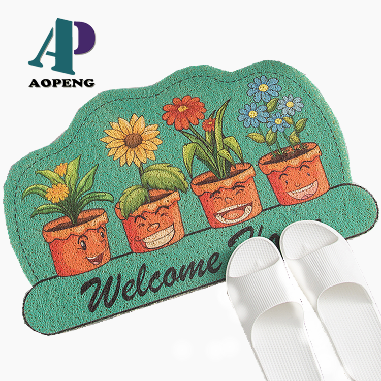 Custom Foot Mat Plant Printing PVC Coil Door Mat Green Plastic Door Mat