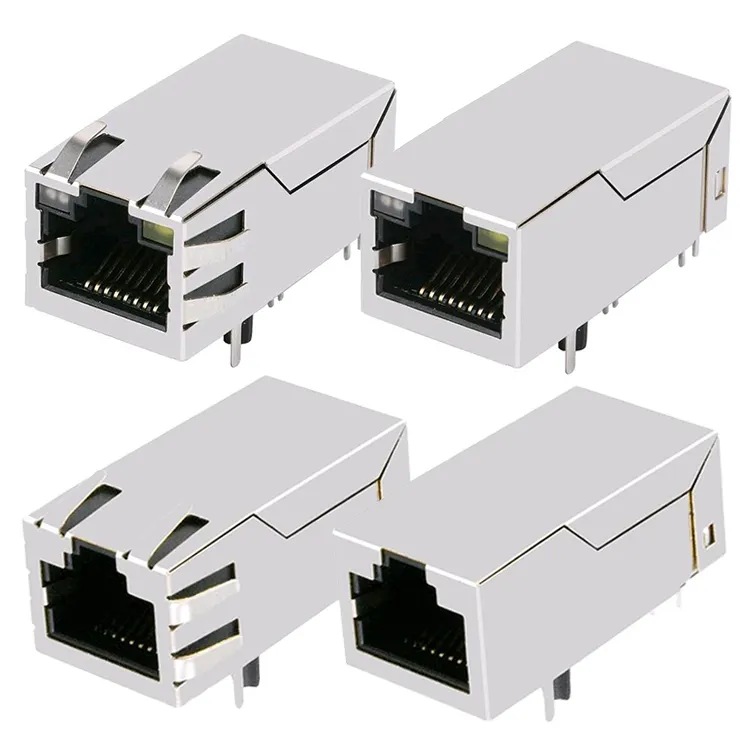 100 / 1000Base-T 12 pin Single Port LED Ethernet LAN Modular Jacks Magnetic Connecteurs PCB Interface Gigabit PoE RJ45 Connector