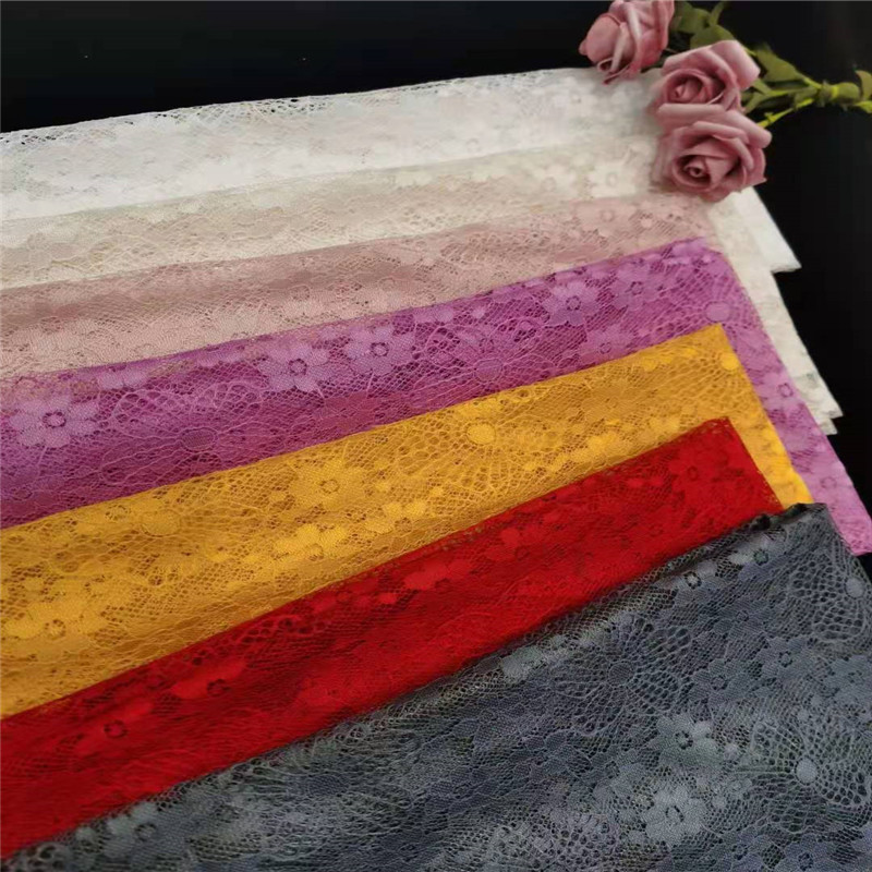 Polyester Dacron lace floral fabric For headdress hair ornament toy cloth fine seersucker floral mesh fabric