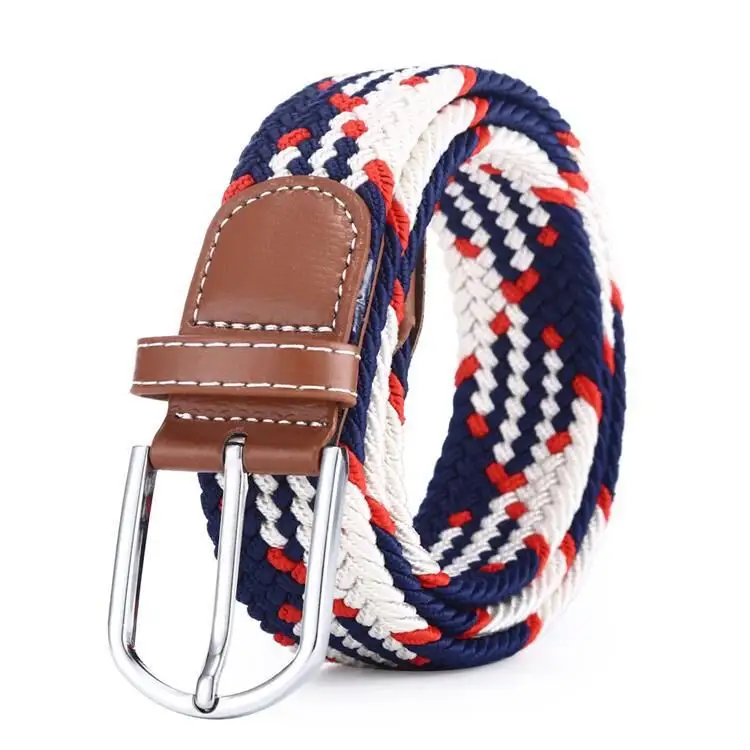 Essentials 42 Colors Canvas Woven Elastic Belt Fabric Woven Stretch Multicolored Braided Belts for Men/Women/Junior