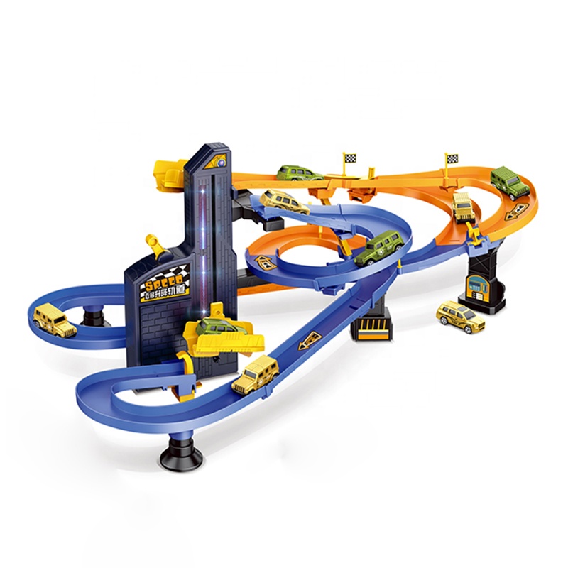 High speed double track parking lot track racing car kids toys set for gift