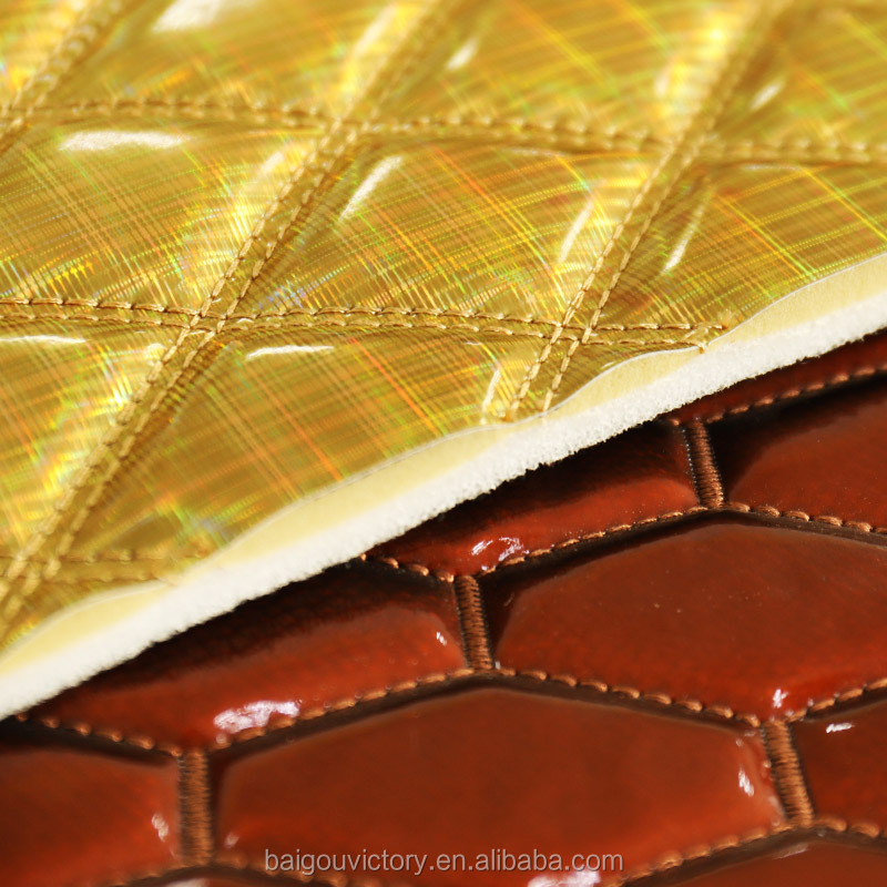 Many stitching design with pvc leather With sponge embroidery for car seat cover making