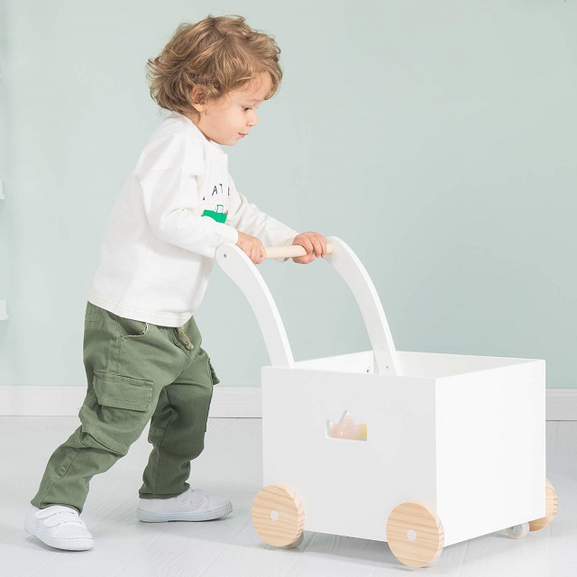 Baby Wooden Learning Walker Strollers with Blocks Baby Walker Wooden Toy Wooden Baby Learning Walker Toddler Toys