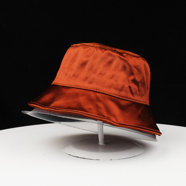 Free shipping instock women pure bright pink bob hats embroidery print logo custom silk lined satin lined bucket hat