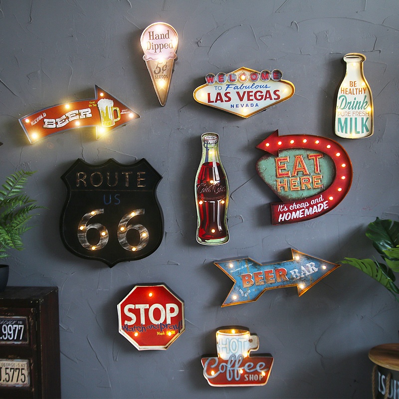 LED Route 66 знаков, LED винтажный металлический знак магазина, US 66 High Way Road LED оловянный знак для украшения дома и гаража стены