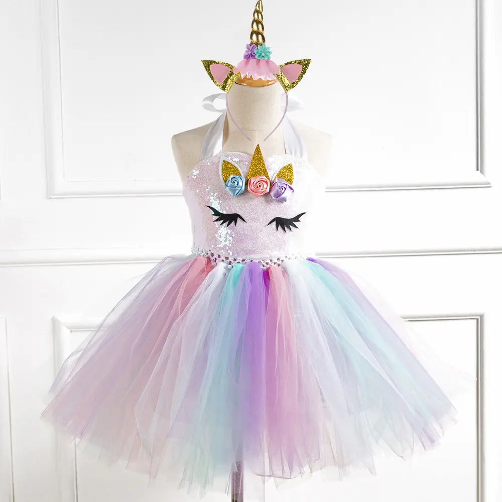 wholesale Hair Band Princess Girls Party Children Kids Halloween Unicorn Dress Costume