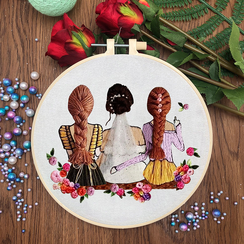 Best Friends-Dream Wedding Beginners Embroidery Kit for Adults with Hoop, Thread, Needles, Full Kit, DIY Craft for Beginner