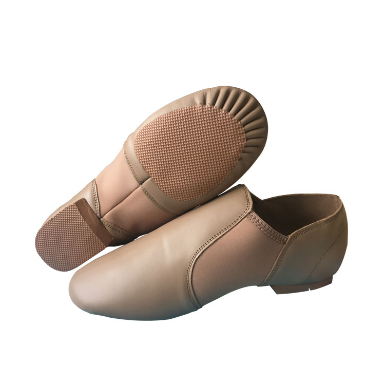 In-stock ready to ship ladies skin colour wide fitting leather jazz dancing shoes B41201-13