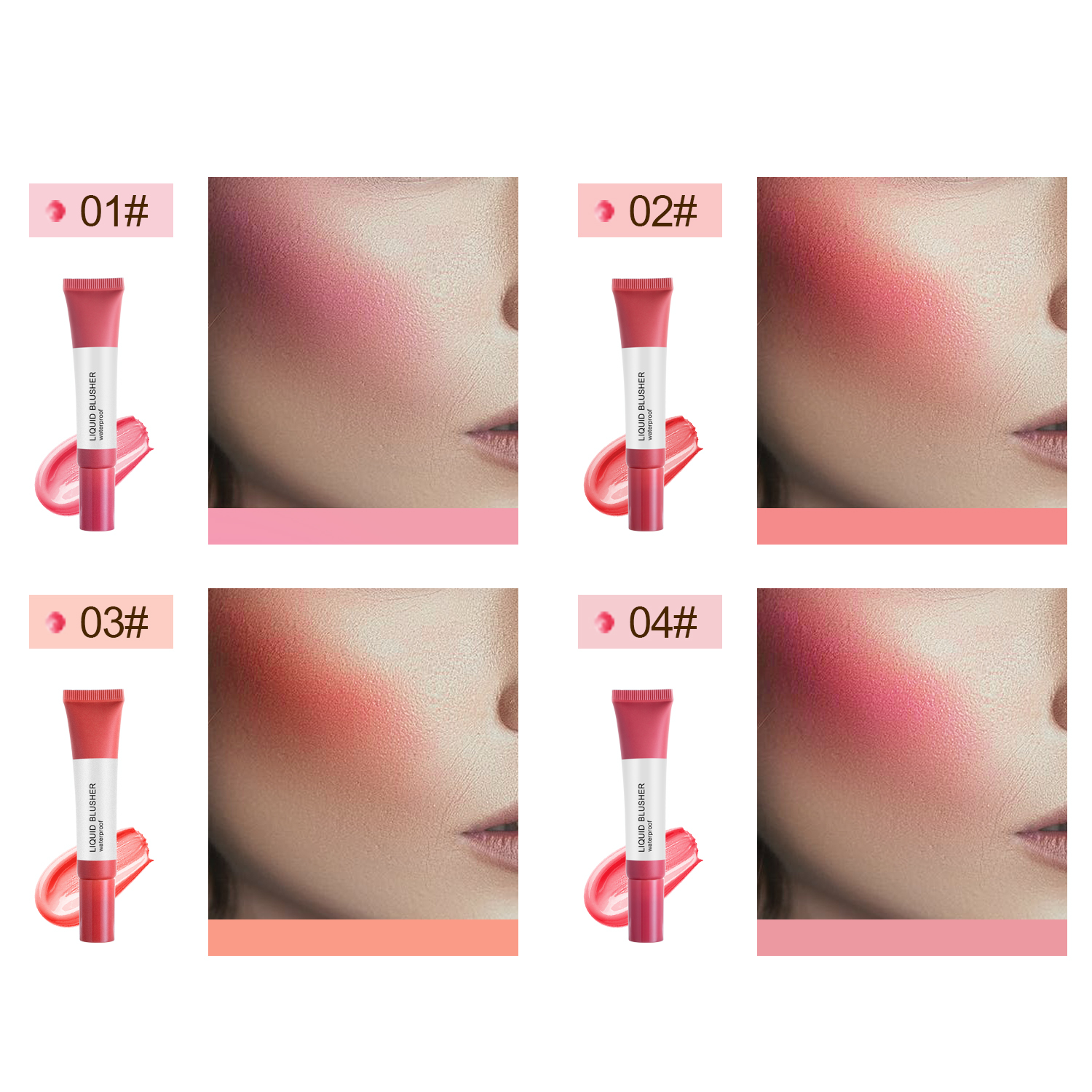 4 Colors Korean Custom Logo Highlighter Liquid Blush Vegan Organicmakeup Blush And Bronzer Palette For Dark Skin