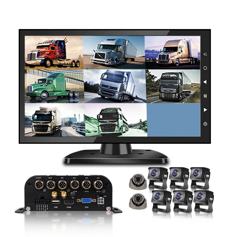 Support Remote Control DVR 8 AHD Car Camera 10.1inch LCD Monitor H.264 8CH HDD 4G 5G GPS WIFI Optional MDVR Kits