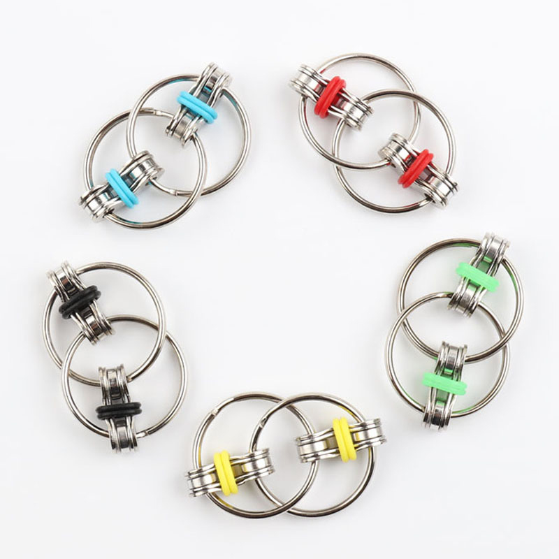 2021 Creativity Stainless Steel Chain Relieve Stress Fidget Toy Hand Spinner Key Ring Bike Chain Fidget Toy