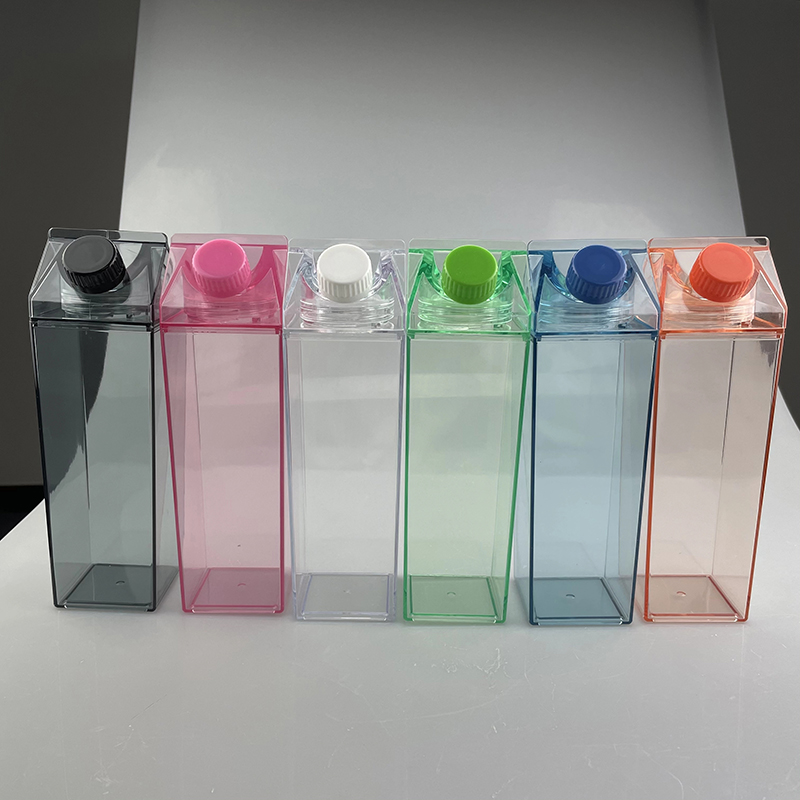 500ml Cute Transparent Juice Square Plastic Clear Milk Carton Water Bottle In Bulk