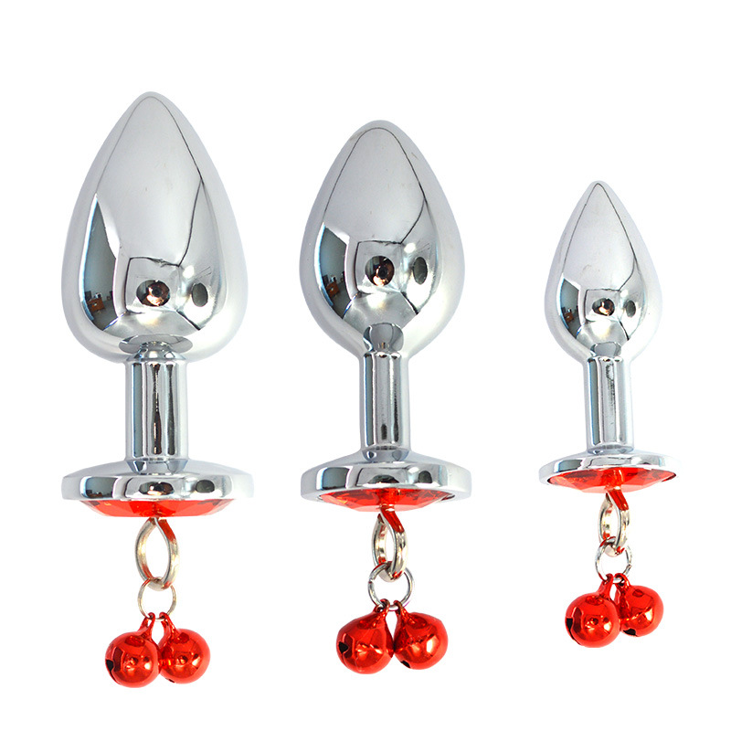 S M L Sizes Metal Butt Anal Natural Plug with Red Blue Pink Purple Rings