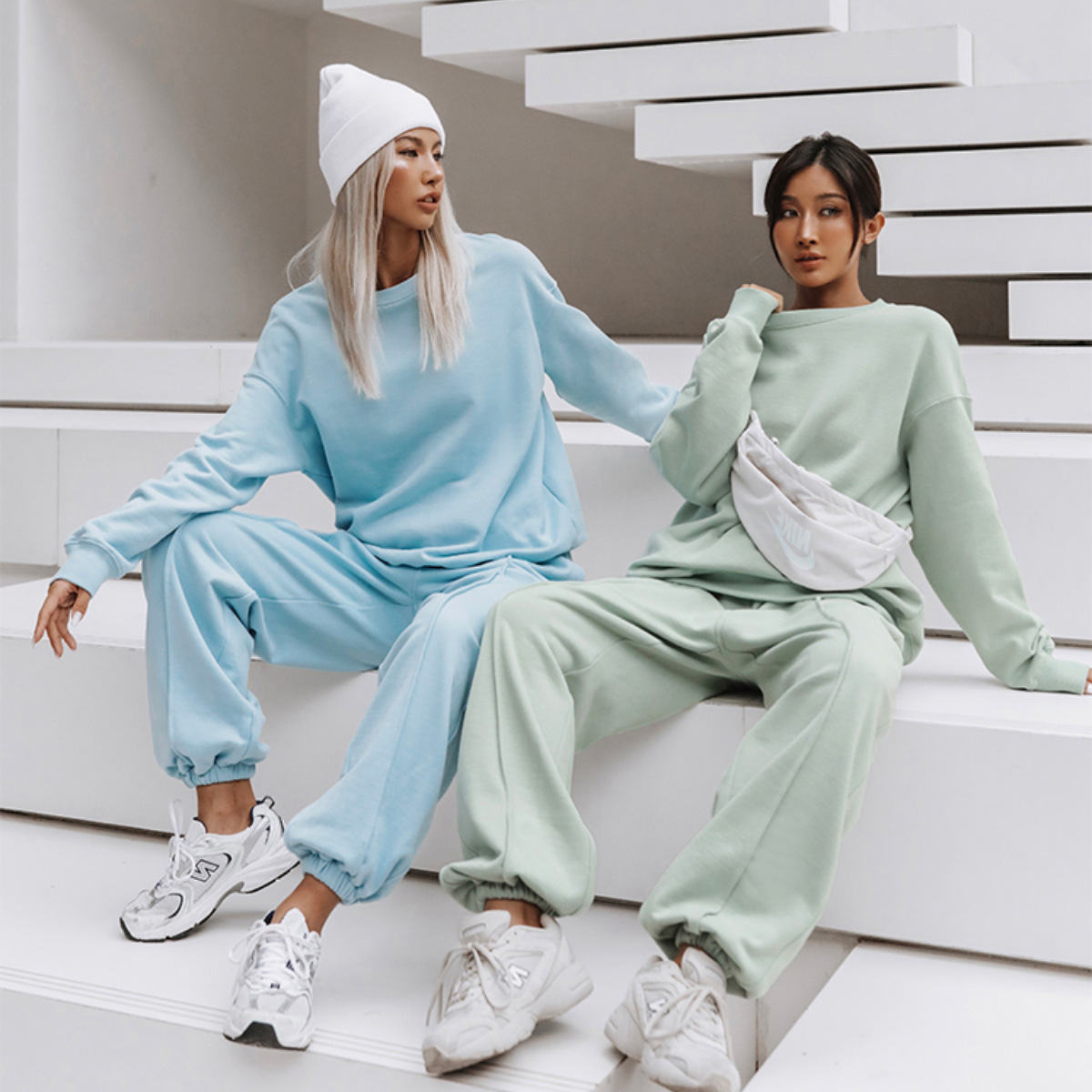 2021 Autumn Winter Jogger Jumpers 2 Piece Sweatsuit Set Women Loose Sports And Leisure Two Piece Active Wear Sets