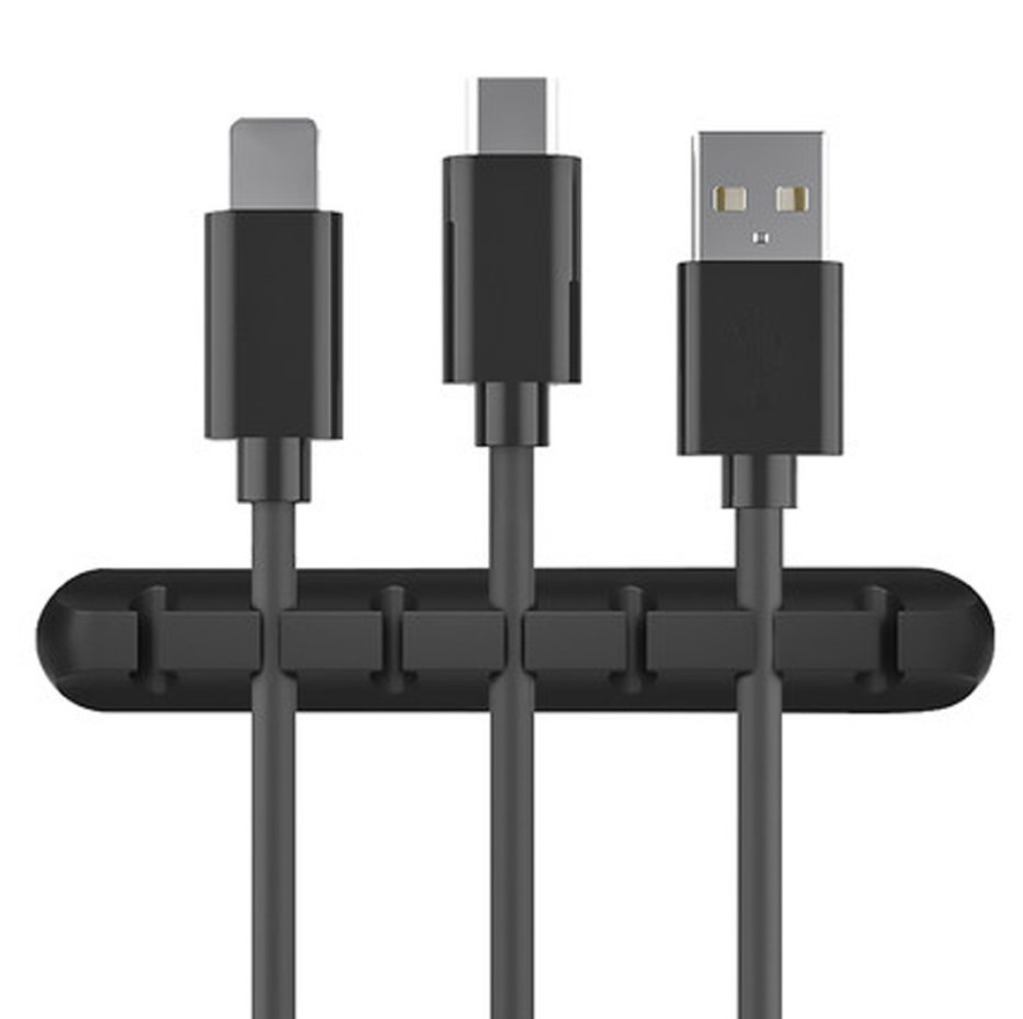 Серый Черный Гибкий Настольный силиконовый USB-держатель для кабеля