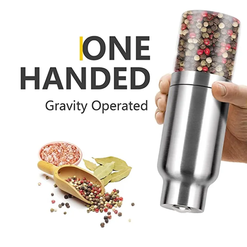 Electric Salt And Pepper Grinder Set - Battery Operated Automatic 1 Handed