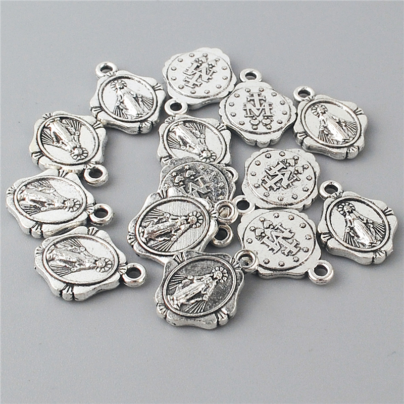 Our Lady of Grace Medal Catholic Jewelry New Design in Antique Silver Plated 13*17mm Small Pendant