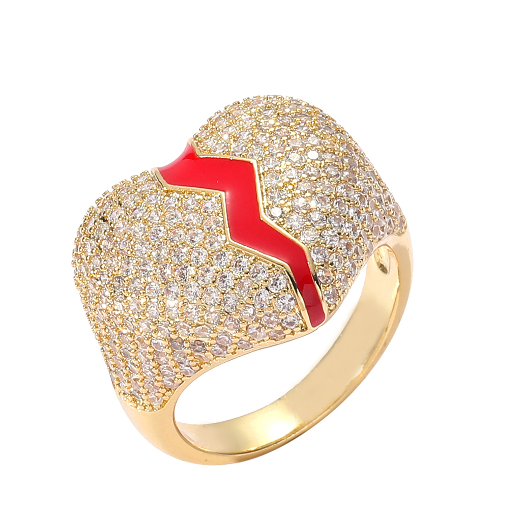 Enamel couple love diamond ring hip hop personality trendy jewelry broken heart 3A Cubic Zirconia rings gift