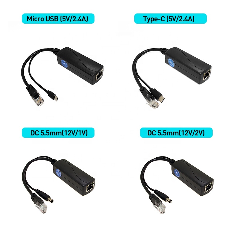 Гигабитный PoE разветвитель Micro USB/Type-C/DC IEEE 802.3af 10/100/1000 Мбит/с Power over Ethernet для IP камера