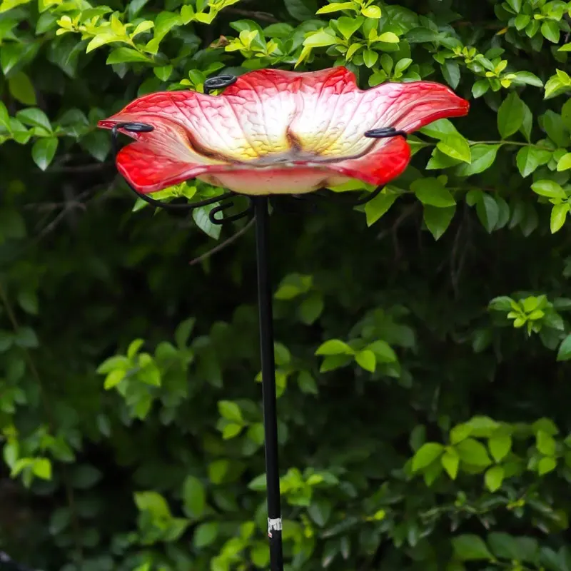 Liffy Outdoor Flower Shape Bird Feeder With Stake Wild Bird Bath