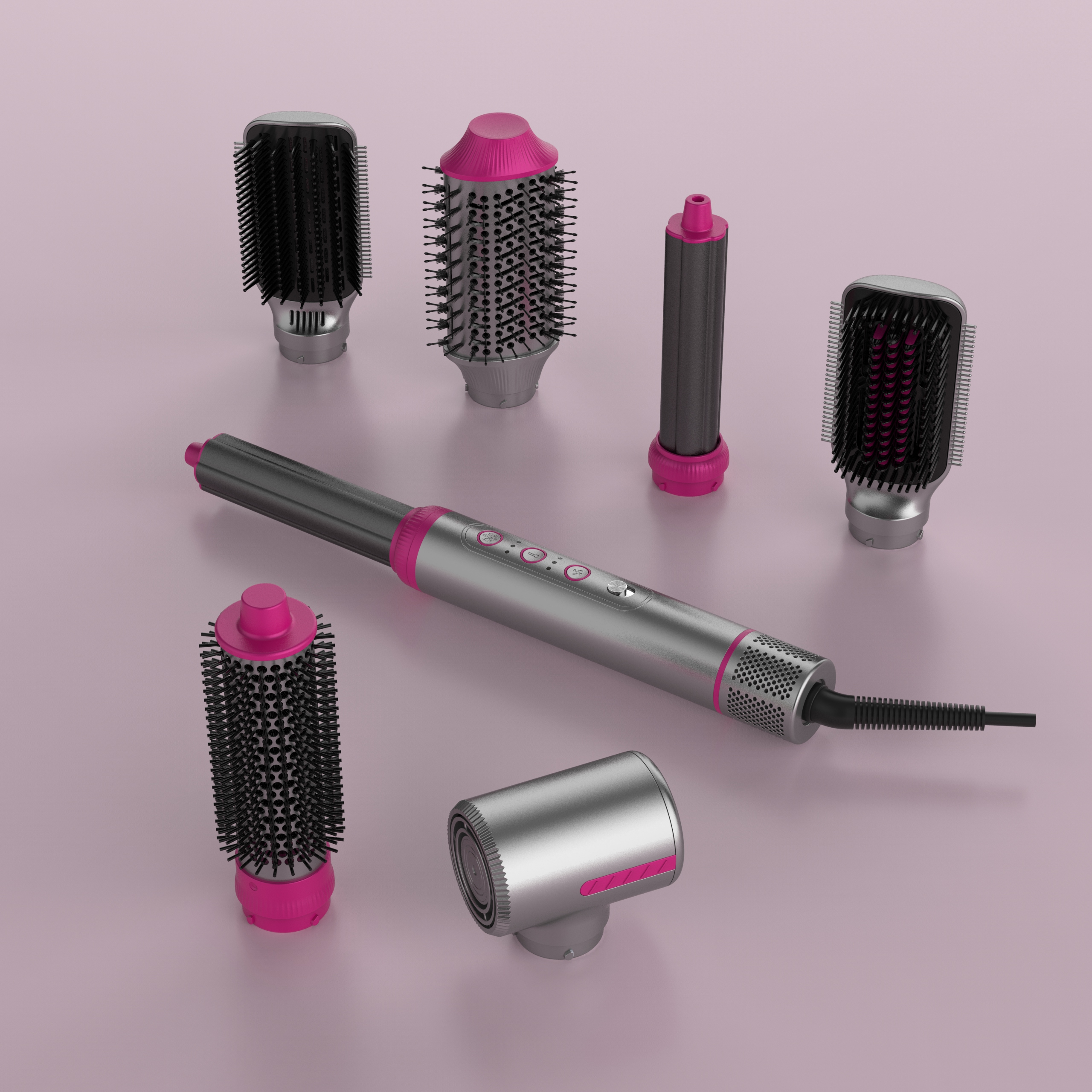 Multifunctional Hair Dryer Hot Air Brush Hair Styling Tools 7 In 1 automatic Curling iron hair styler with heat cold function