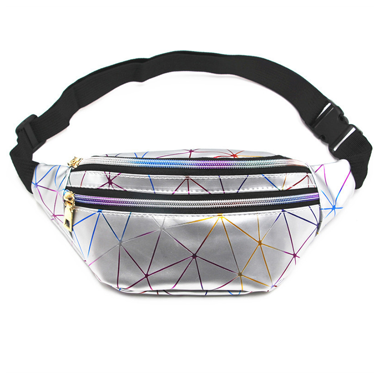 2021 Pack Female Fanny Pack woman Belt Bag Black Geometric Waist Packs Laser Chest Phone Pouch Men Waist Bags