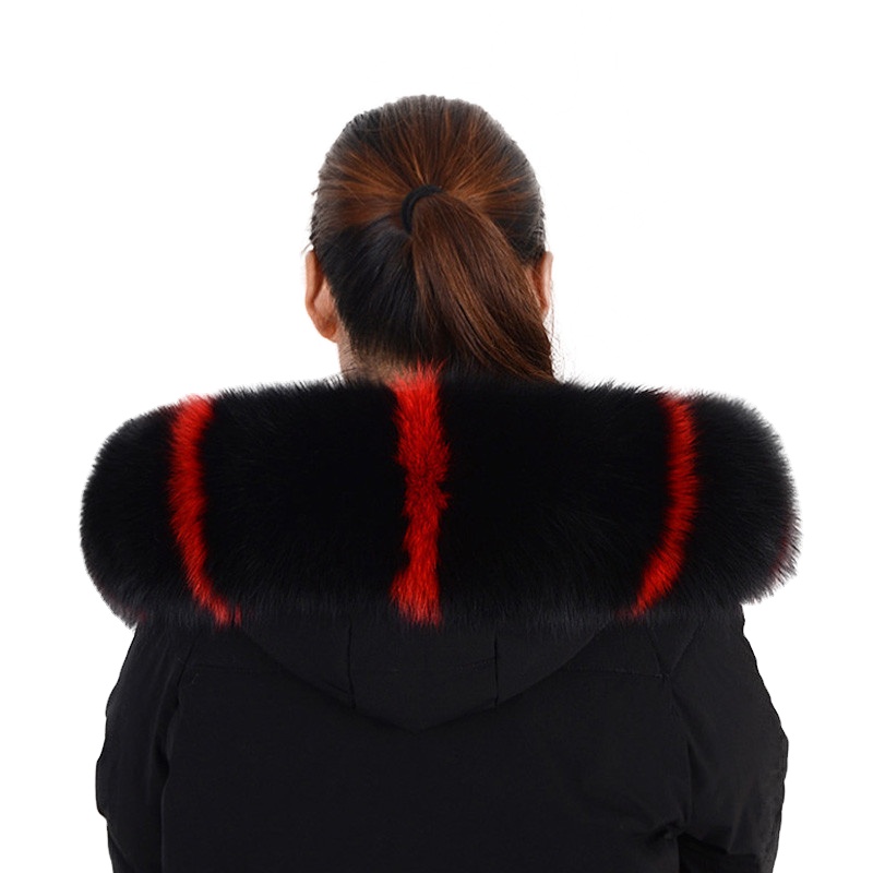 Factory Direct Stripe Warm Winter Long Wool Coat With Fox Fur Around Collar