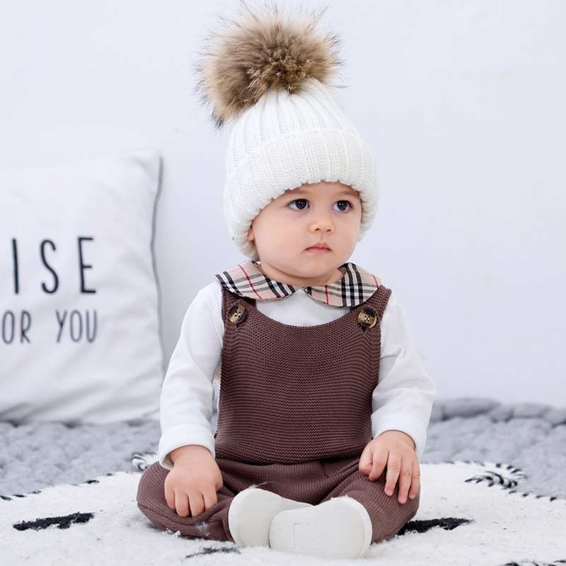 AustinBella Детские коричневые вязаные комбинезоны 100% хлопковая одежда для малышей Дизайнерская одежда для маленьких мальчиков