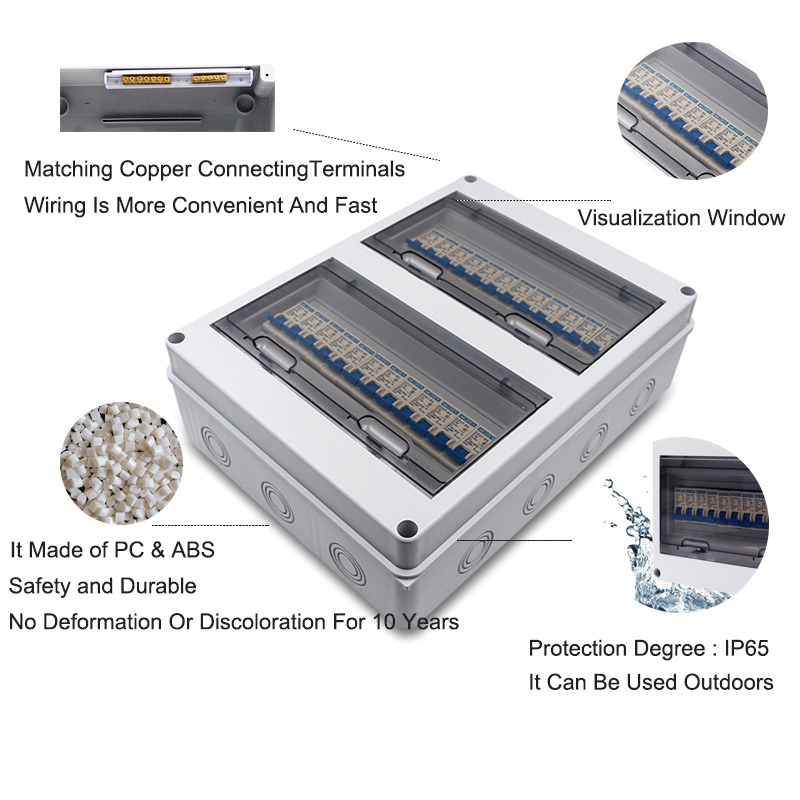 Waterproof   Dustyproof MCB box 24 way outdoor plastic distribution box Safety IP 65 circuit breaker box