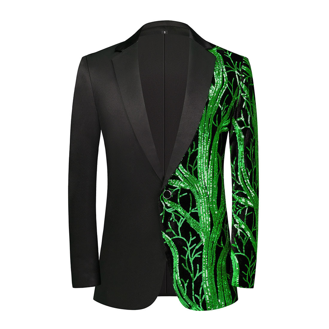 Custom slim fit men's suits blazer sequins shiny party suit jacket With its luminous fusion of gold and silver