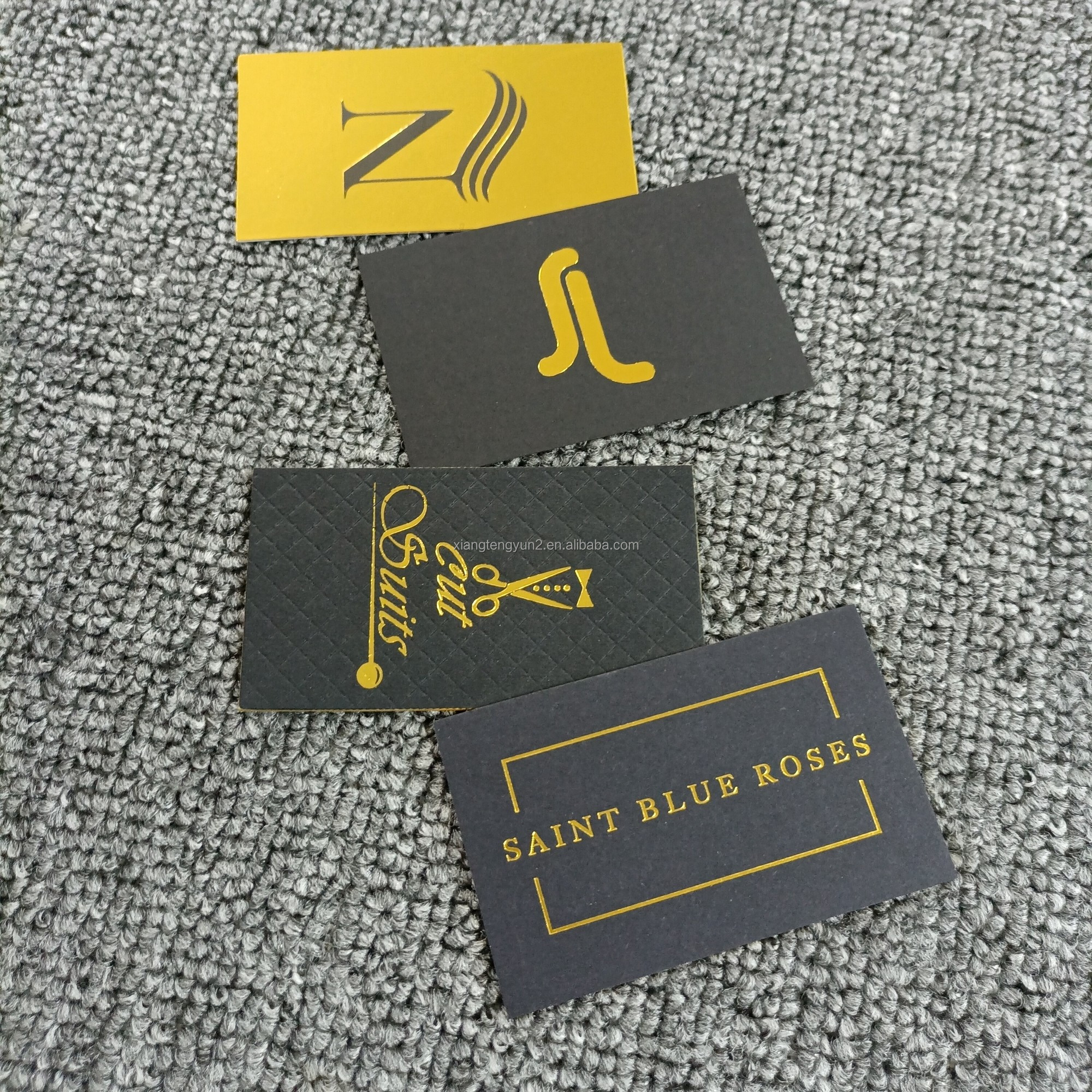 OEM Luxury Gold Stamp Paper Business Card Black White card with gold edge