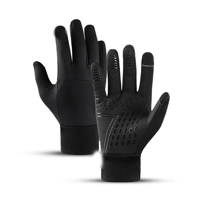 fashion touch screen winter warm gloves black custom logo long mittens leather hand gloves for women and men manufacturers