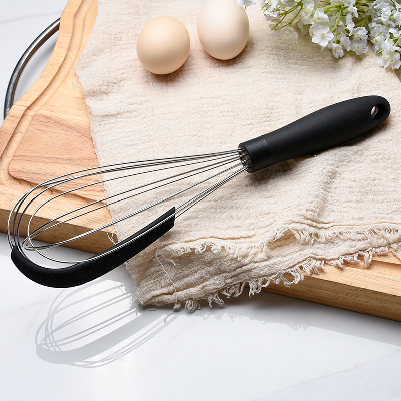 #304 large egg whisks baking whisks with ABS handle and silicone scraper function