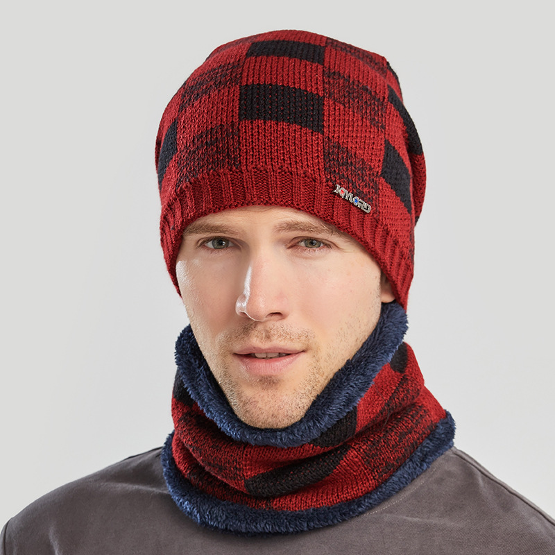 Wholesale Thick Wool Plus Winter Scarf Set Beanie Hat Set Men Knitted Scarf And Hat Set