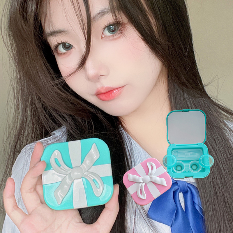 ANTO Pair with tweezers, suction cup and large mirror New design mini contact lens case cleaner lenses container