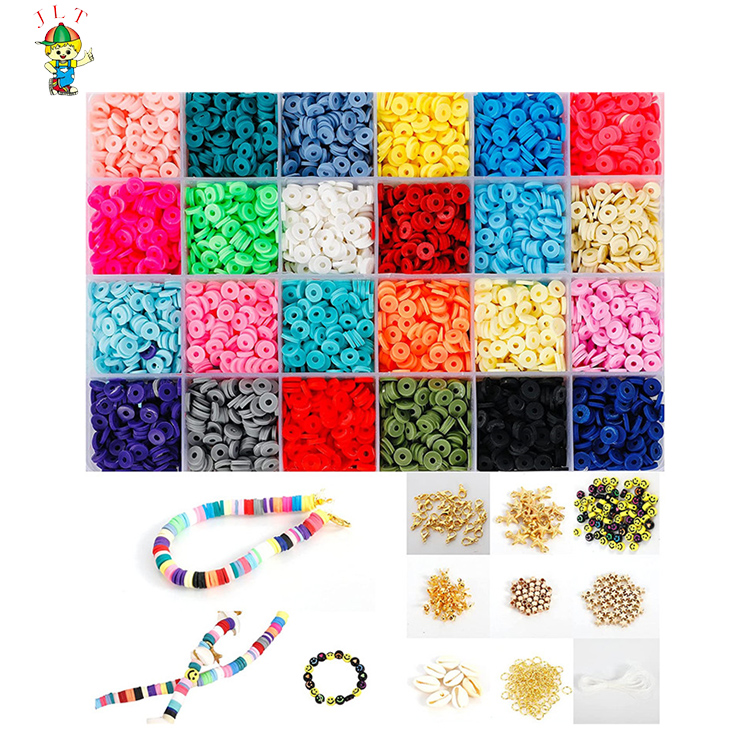 Pendant Jump Rings Creat 40-60 Pack Bracelets Bracelet Beads 6000Pcs Polymer Clay Spacer Flat Beads Heart