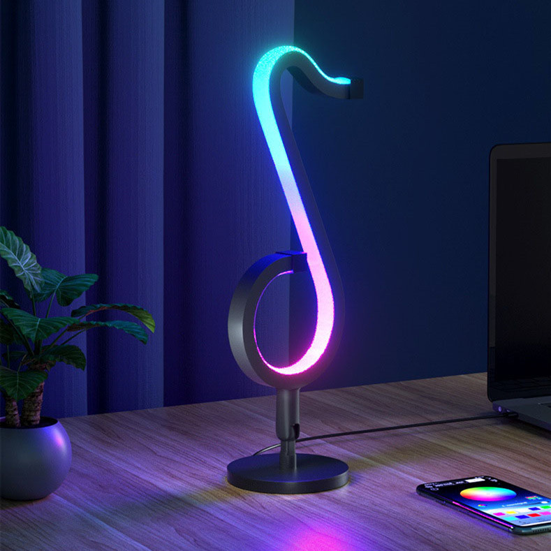 LED romantic creative decoration table lamp musical note shape minimalist atmosphere RGB light