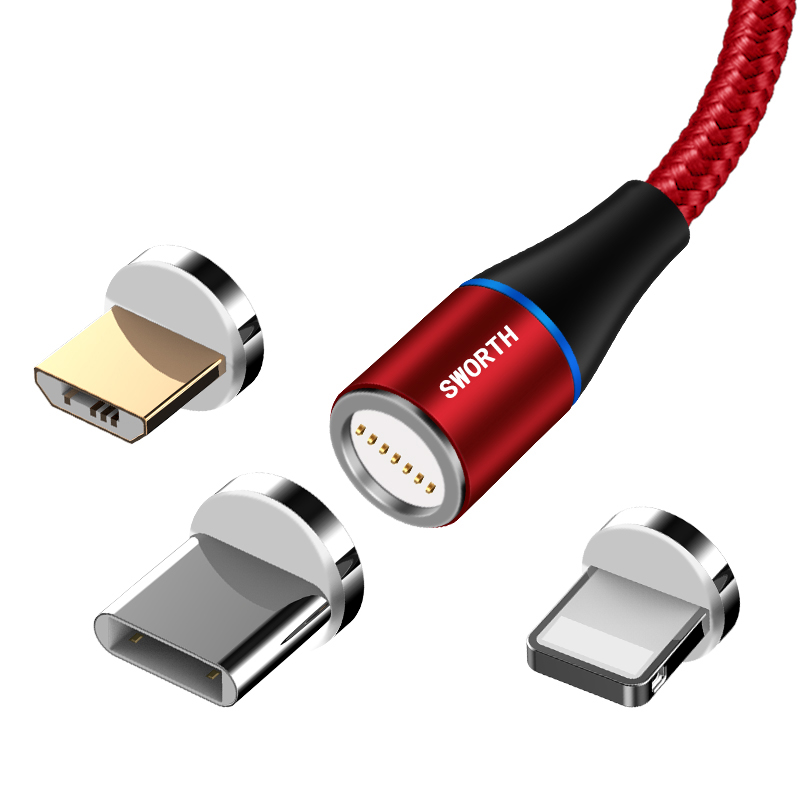 Бесплатная доставка, оптовая продажа, магнитное зарядное устройство micro 3 в 1, usb-кабель для передачи данных для iphone
