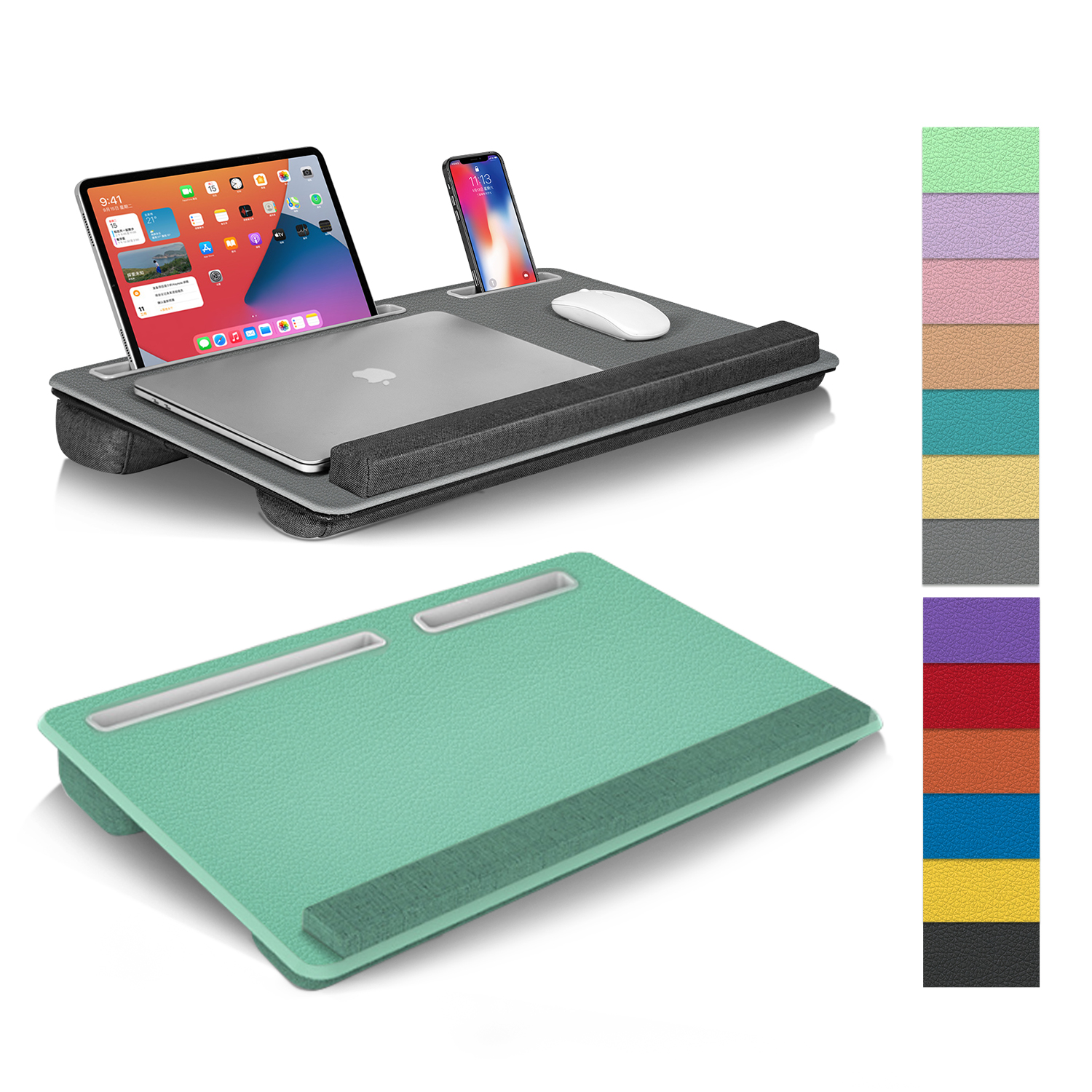 meja lap top pu leather multi colors lapgear home office laptop lap bed tray table lap cushion pillow desk for kids laptop