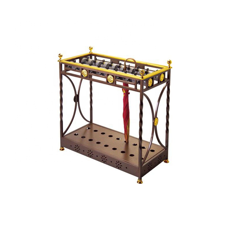 Hotel unique vertical metal bracket twisted iron flower umbrella stand