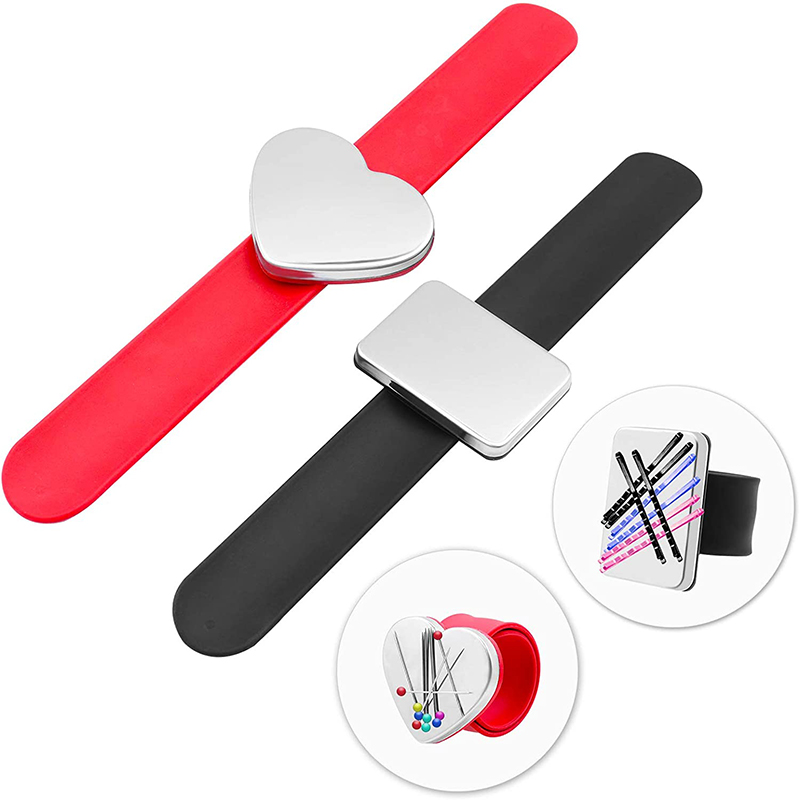 Professional salon hairpin steel clip magnetic silicone wrist strap bracelet pin cushion watch pin cushion sewing pin holder