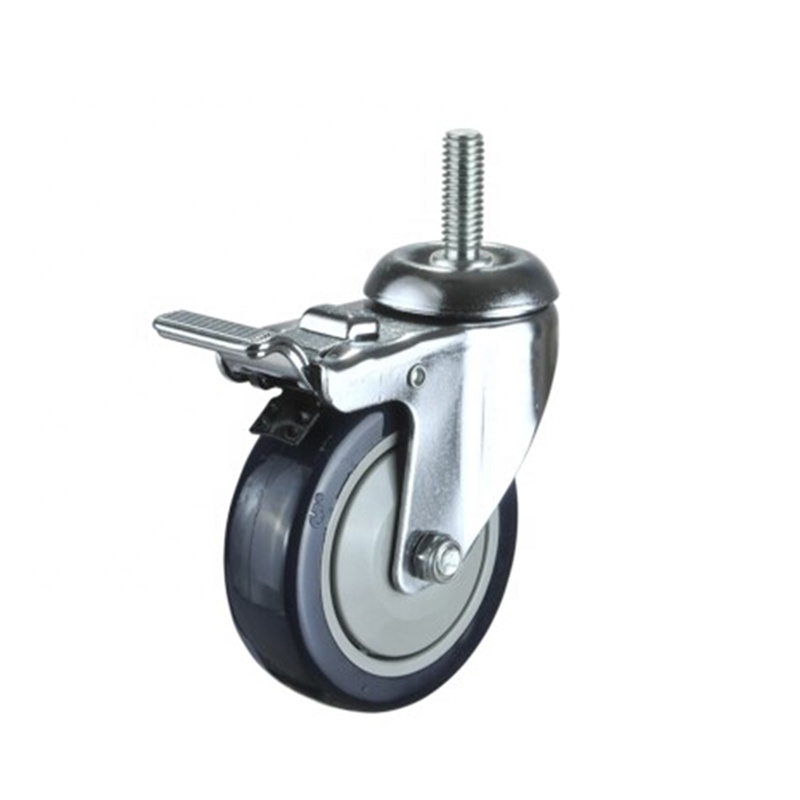 4 Inch Swivel Threaded Stem Caster with Brake