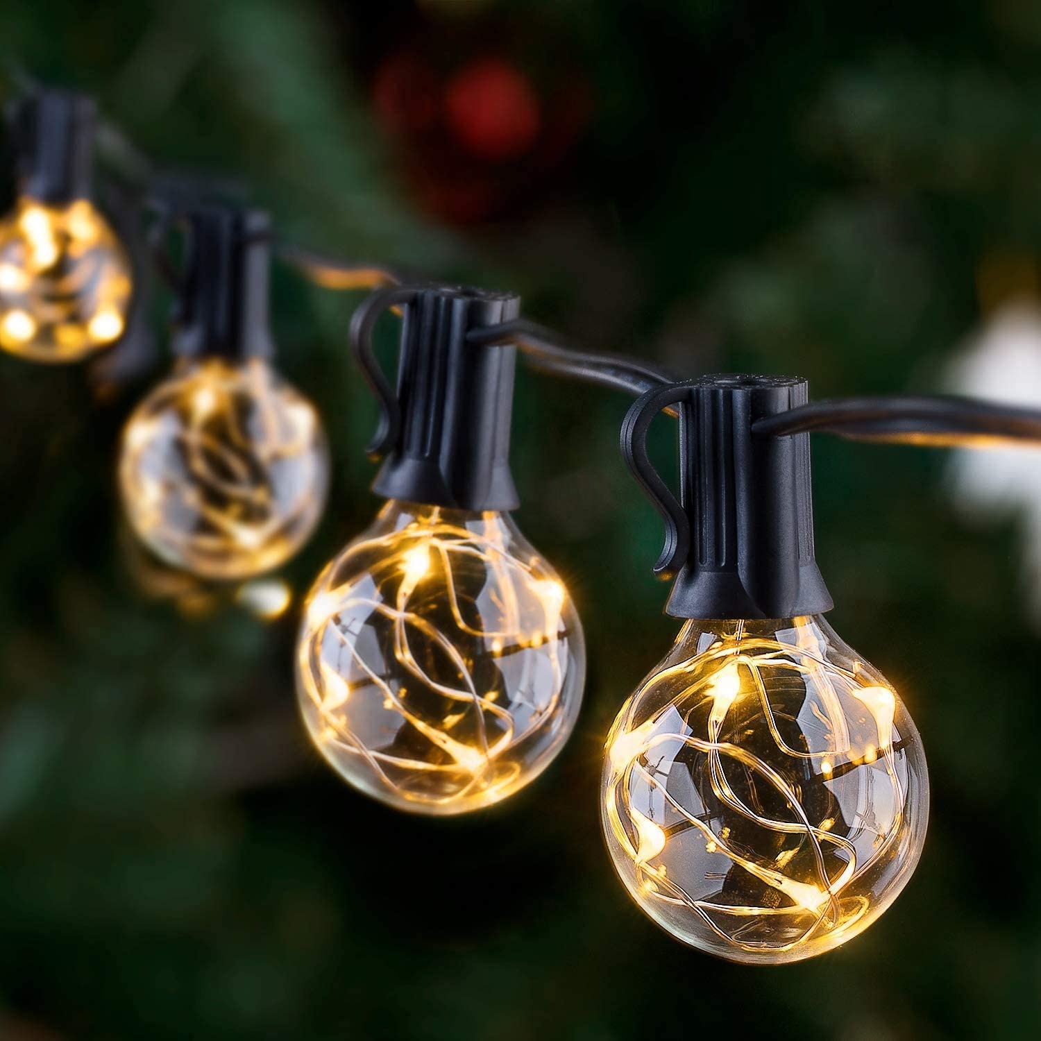 HOT SALE 25FT 50FT 100FT G40 LED String Lights Bulbs with Remote 8 Functions Copper Wire for Outdoor Wedding Party Christmas
