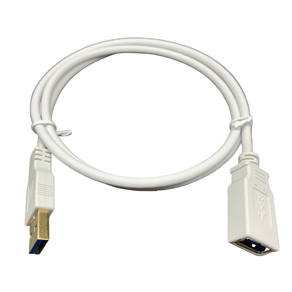 White USB A 3.0 Male to USB A 3.0 Female Extension Cable Black 1M