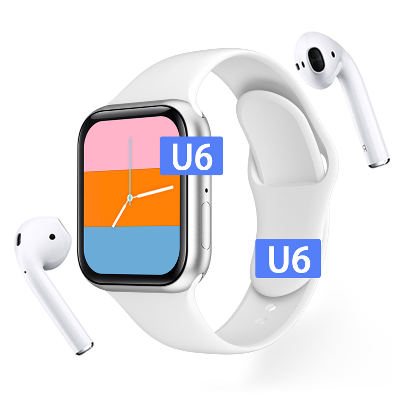 Лидер продаж 2021, музыкальные Смарт-часы U6 tws, часы с mp3 кнопками, наручные часы, часы на заказ, умные часы, умные часы