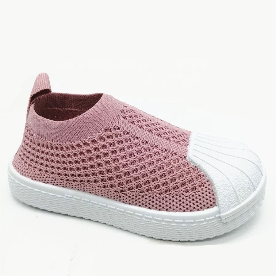 Fashion kids casual shoes sneaker walking shoes wiht Shell toe PVC injection sole and woven upper slippers for kids