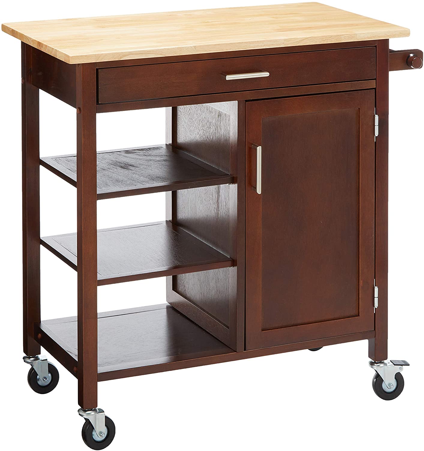 Bamboo kitchen trolley 3 layers with 2 drawer cabinets, suitable for hotel kitchens, flexible and portable