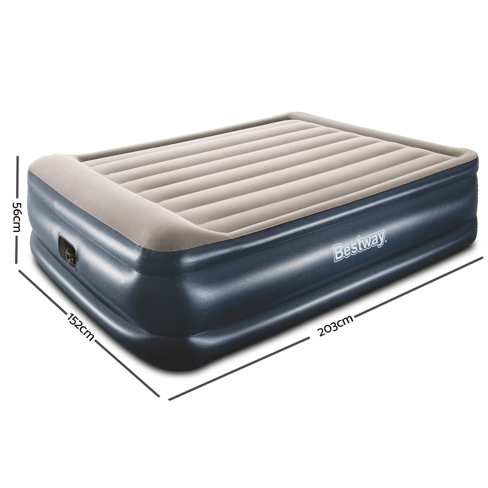 67614 Surrounding Frame Design Queen Size Inflatable Airbed Indoor Air Mattress with AC Pump